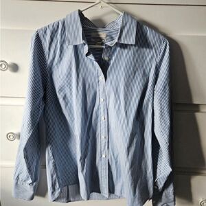 jcrew stretch perfect blue white stripe button down